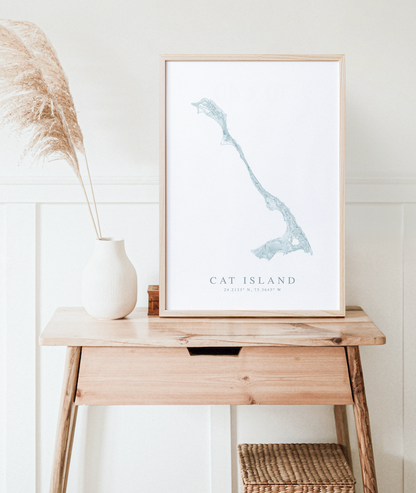 Cat Island Bahamas Map Print