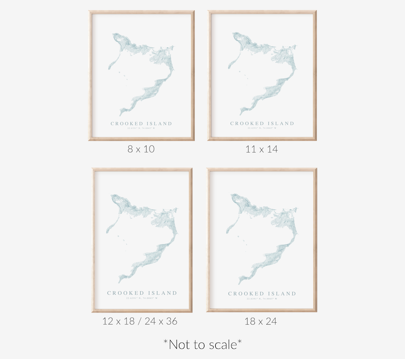 Crooked Island Bahamas Map Print