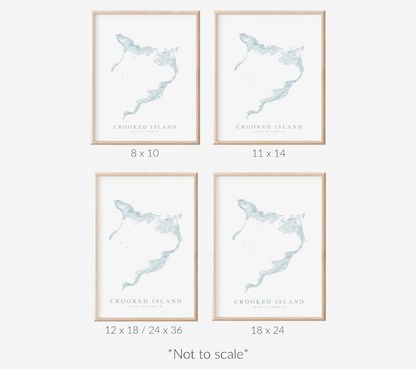 Crooked Island Bahamas Map Print