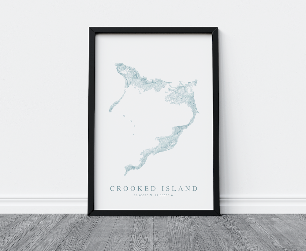 Crooked Island Bahamas Map Print
