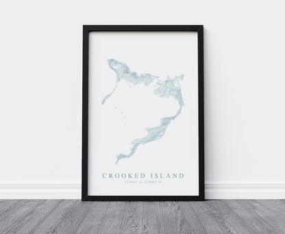 Crooked Island Bahamas Map Print