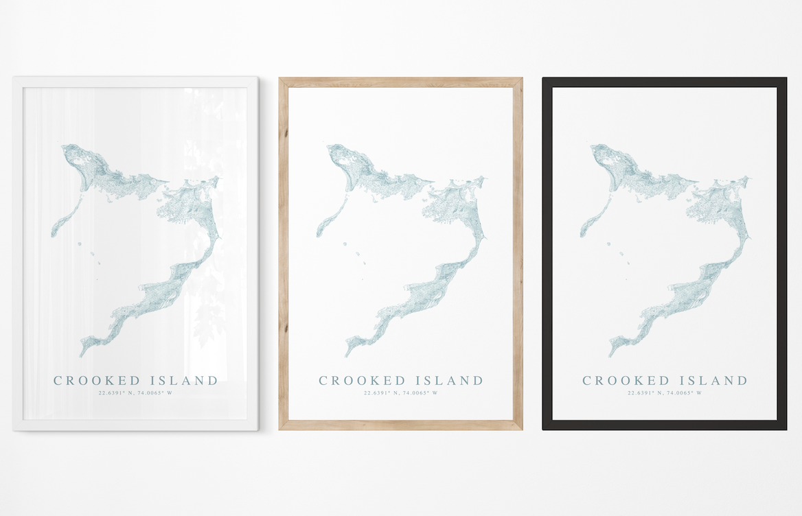 Crooked Island Bahamas Map Print