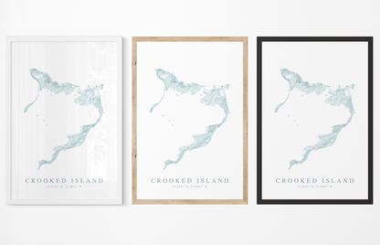 Crooked Island Bahamas Map Print