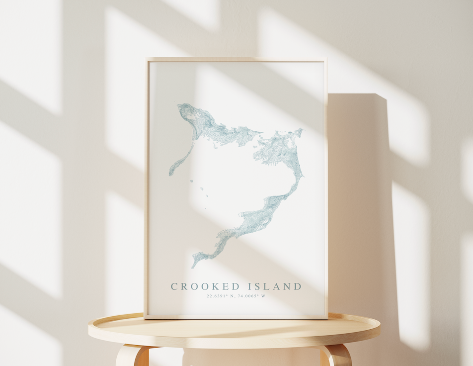 Crooked Island Bahamas Map Print