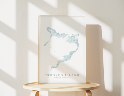 Crooked Island Bahamas Map Print