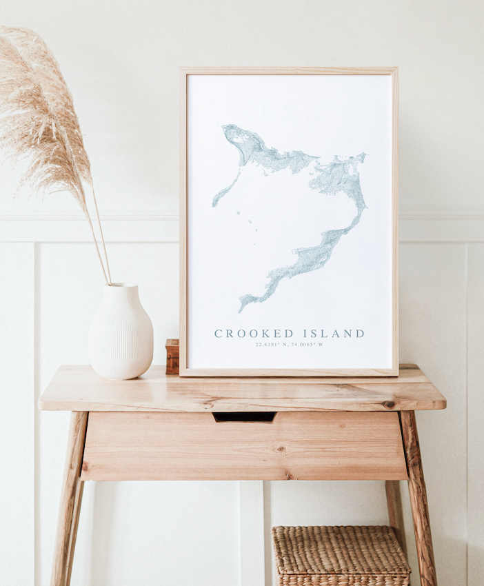 Crooked Island Bahamas Map Print