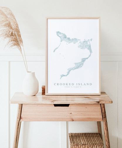 Crooked Island Bahamas Map Print