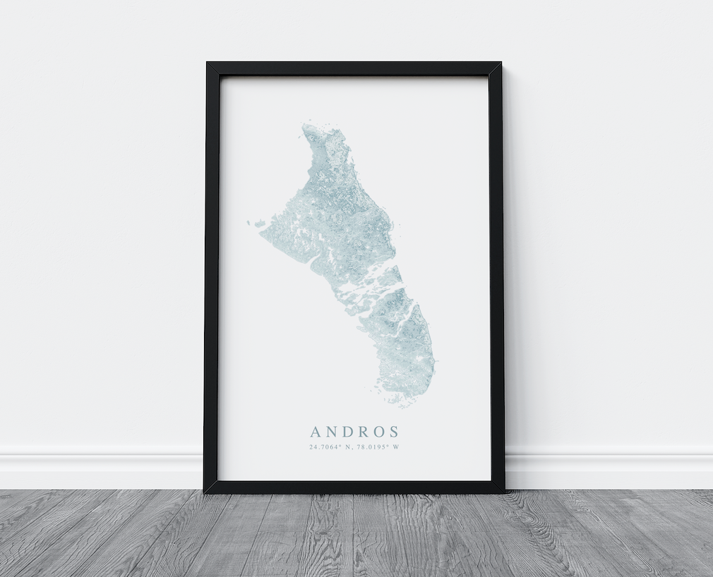 Andros Bahamas Map Print
