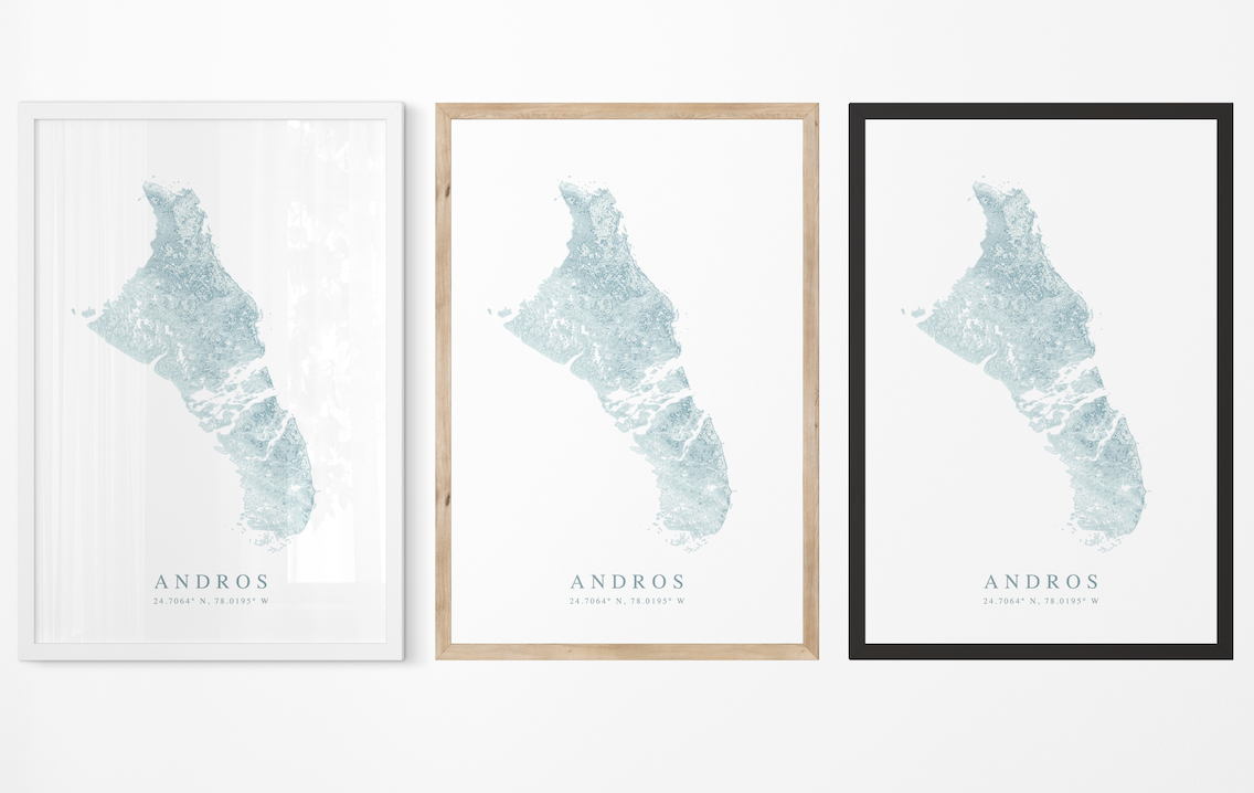 Andros Bahamas Map Print