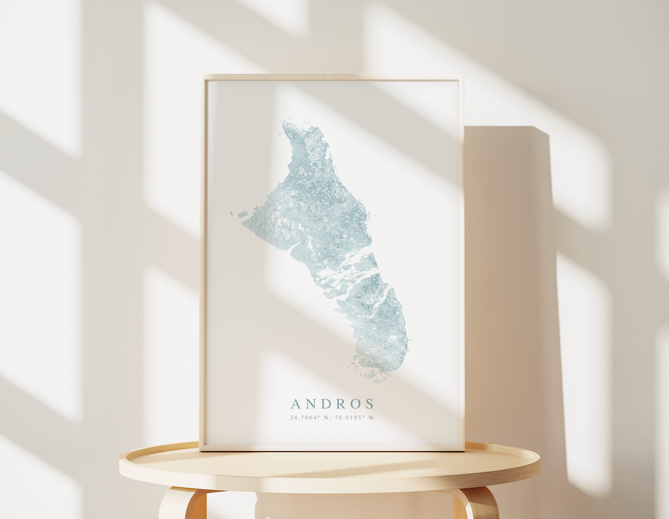 Andros Bahamas Map Print