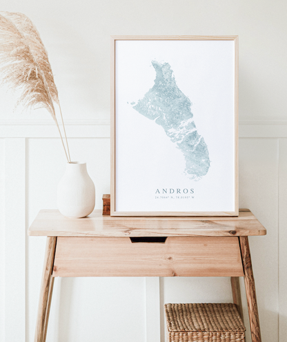 Andros Bahamas Map Print