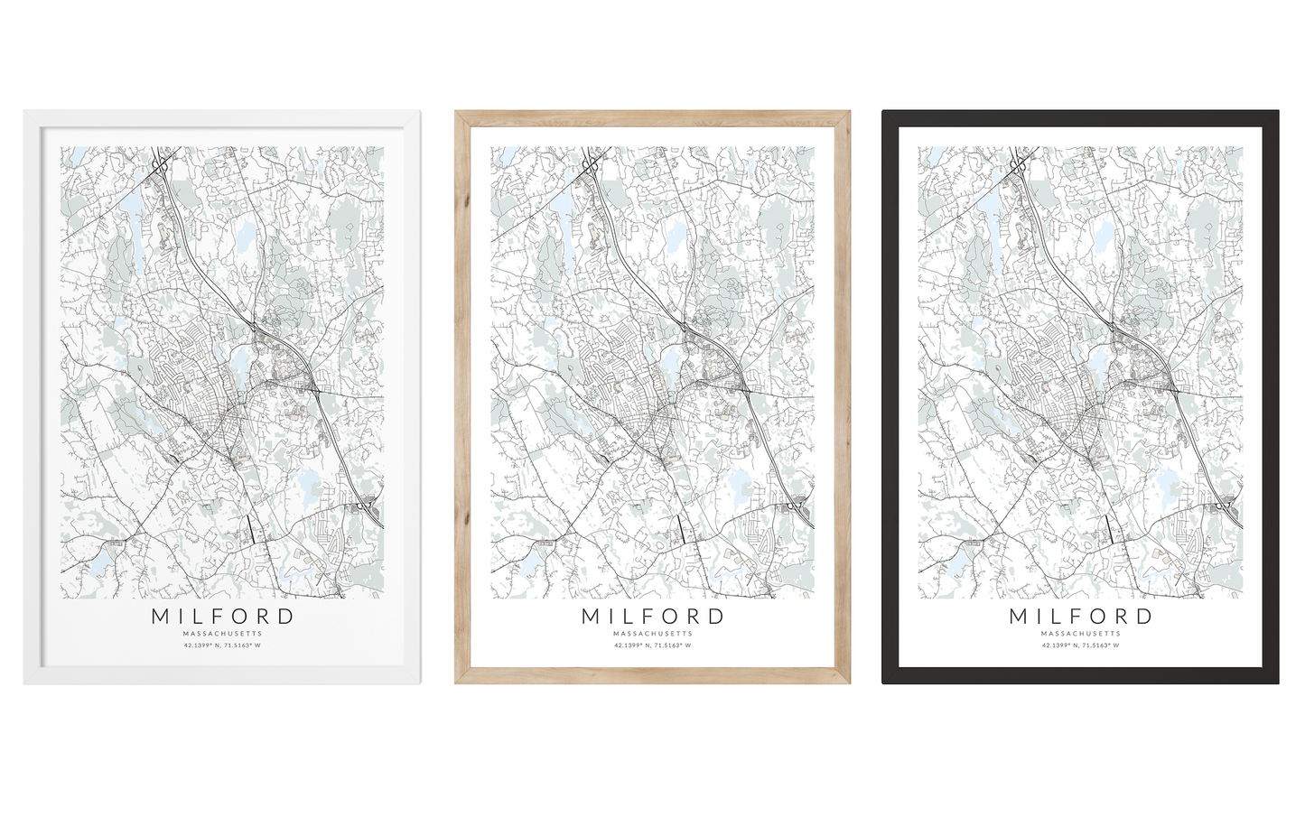 Milford MA Map Print