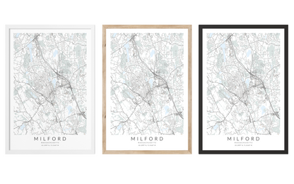 Milford MA Map Print