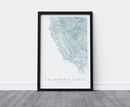 California Coast Map Print