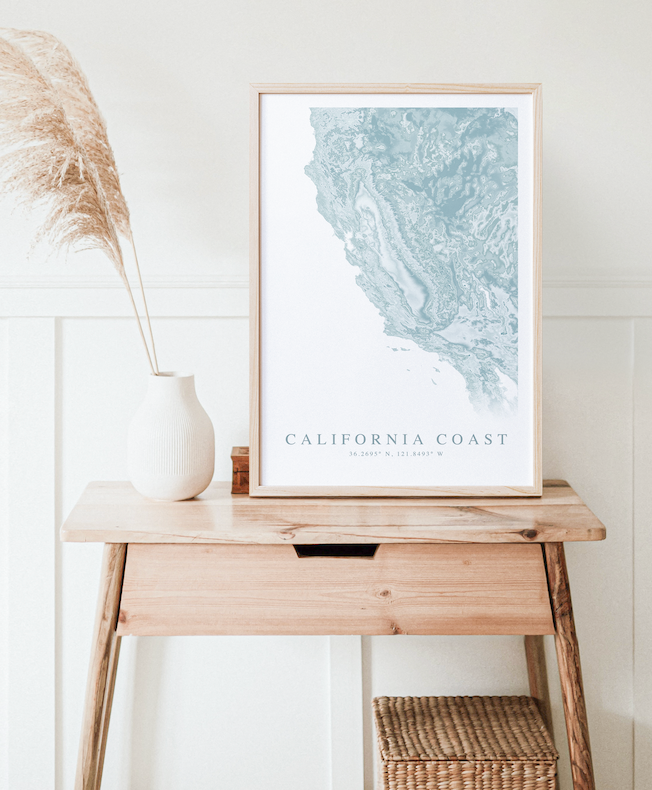California Coast Map Print