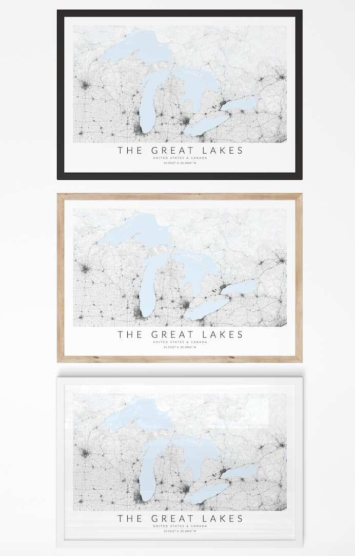 Great Lakes Map Print