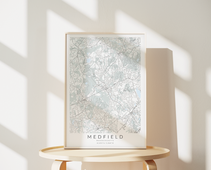 Medfield MA Map Print