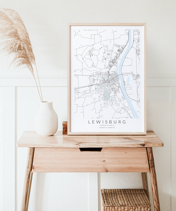 Lewisburg PA Map Print