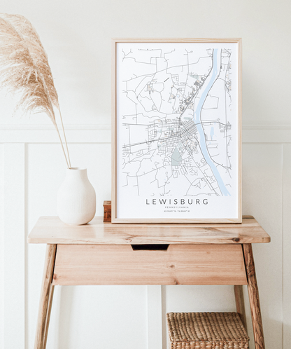 Lewisburg PA Map Print