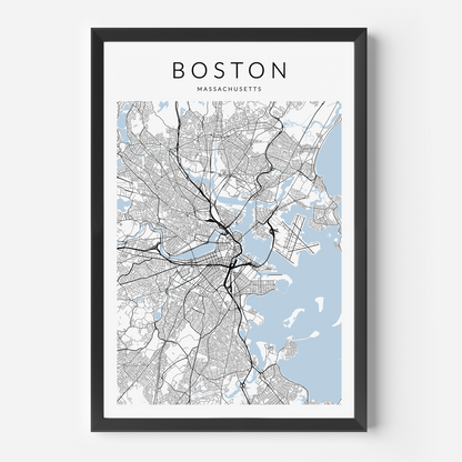 boston map in black frame