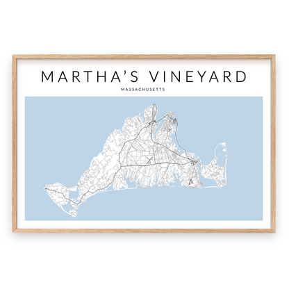 Martha's Vineyard Minimalist Map Print Landscape
