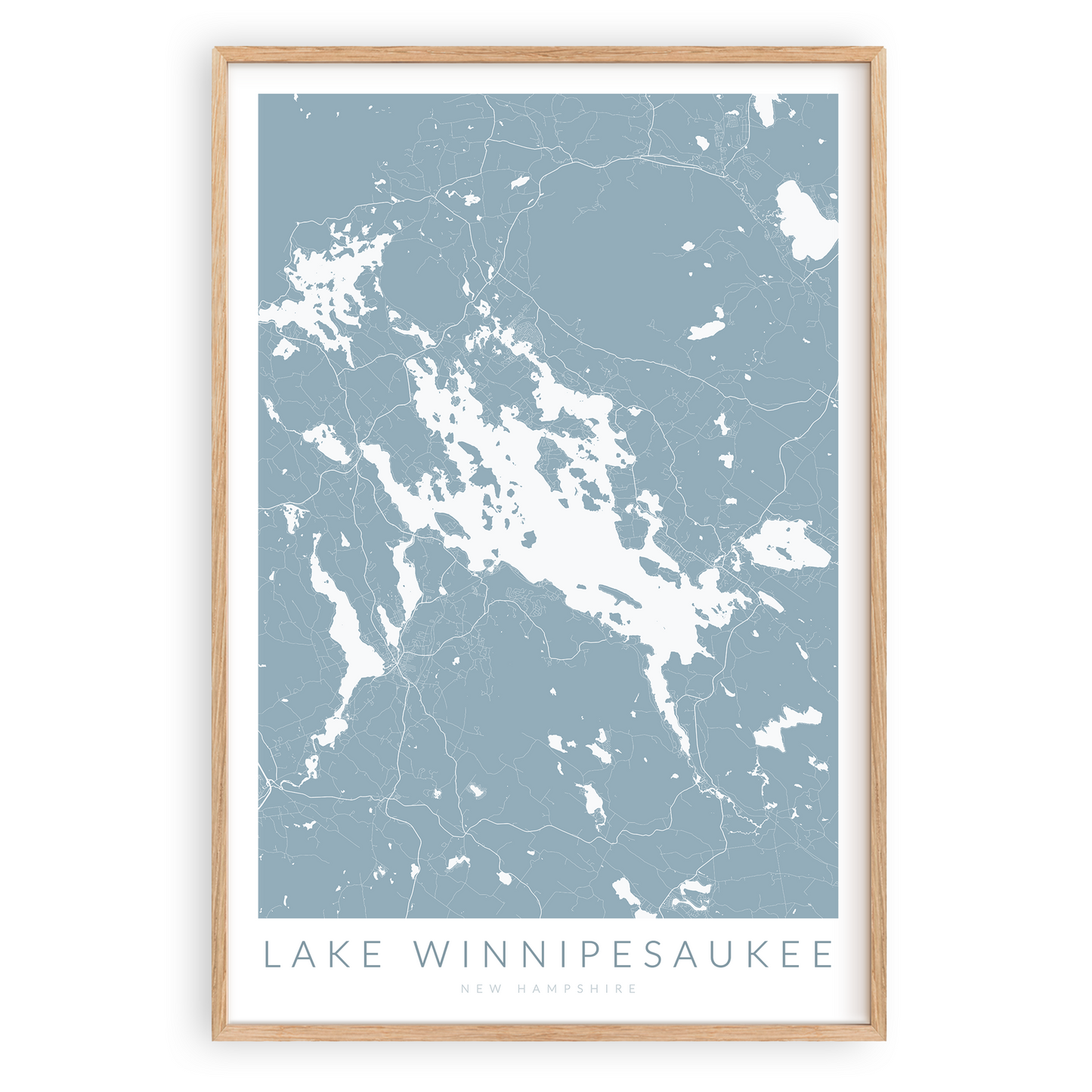 Lake Winnipesaukee Map Print - Light Blue