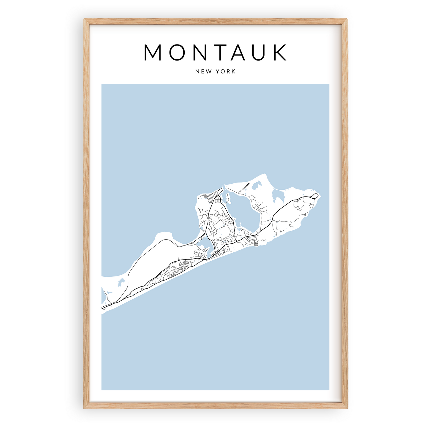 Montauk New York Minimalist Map Print - Blue