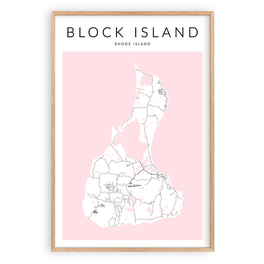 Block Island Minimalist Map Print