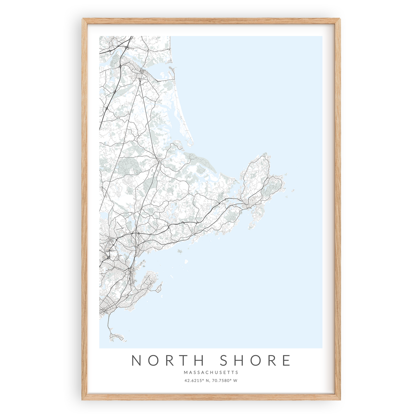 North Shore Massachusetts Map Print