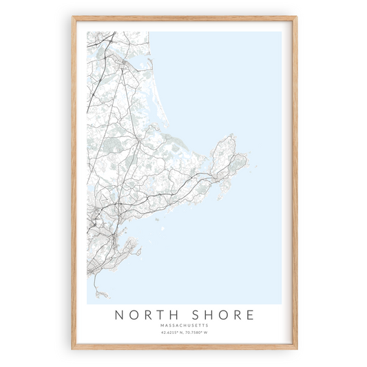 North Shore Massachusetts Map Print