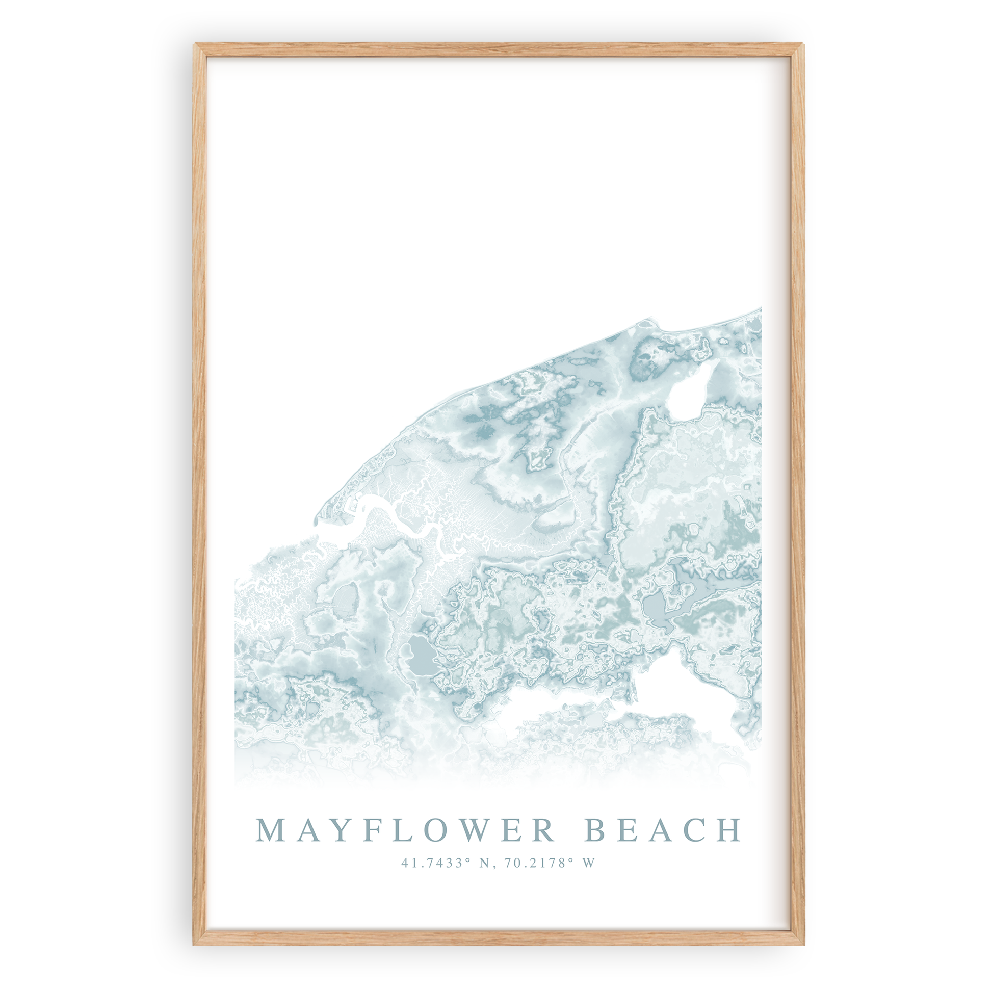 mayflower beach cape cod massachusetts map print in wood frame