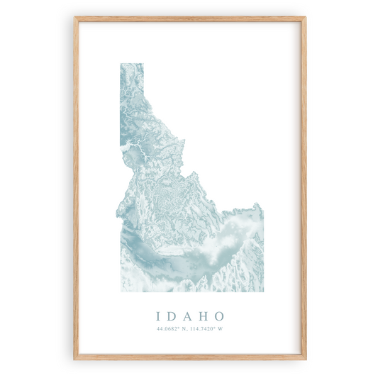 idaho state map poster in wood frame