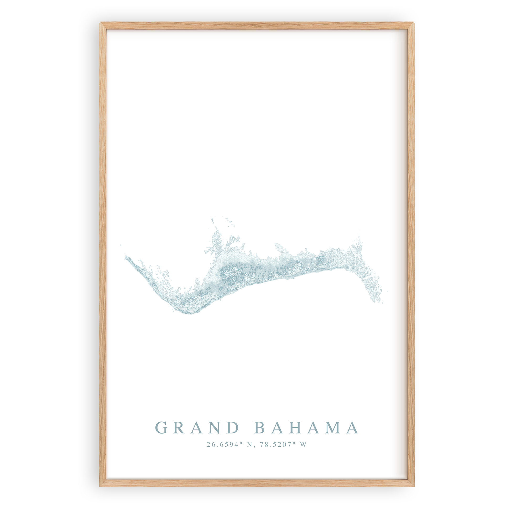 grand bahama map print in wood frame
