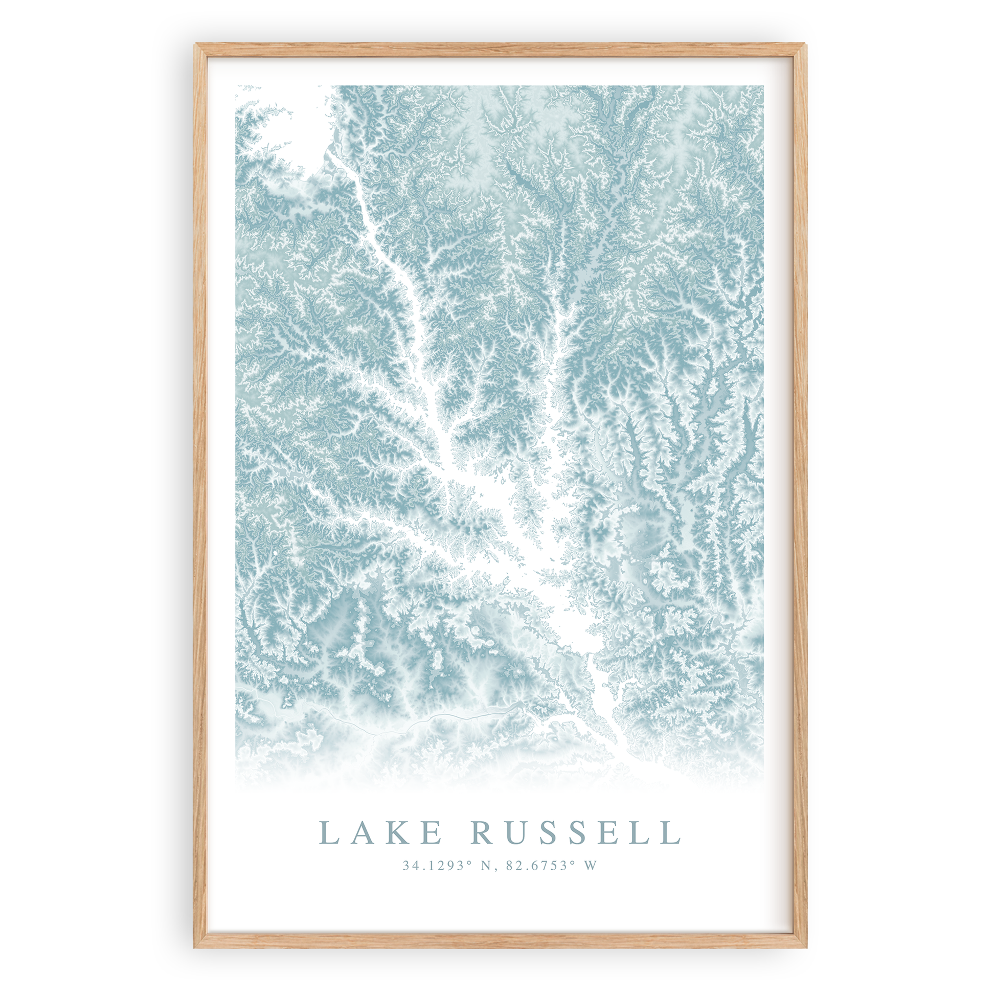 lake russell map print in wood frame