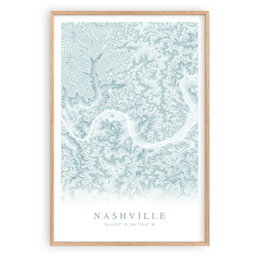 nashville tennessee map print in wood frame