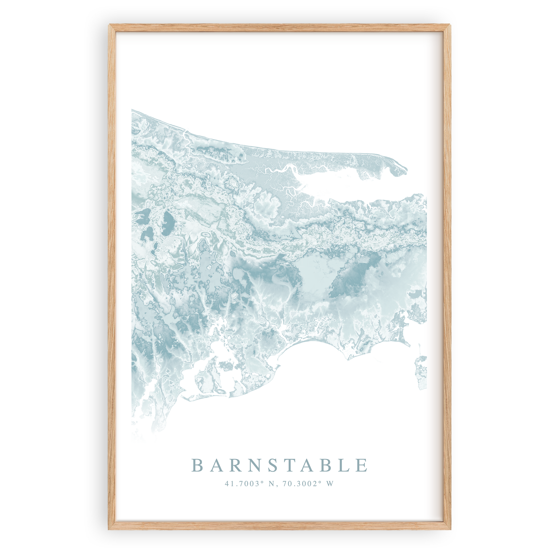 barnstable massachusetts map print in wood frame