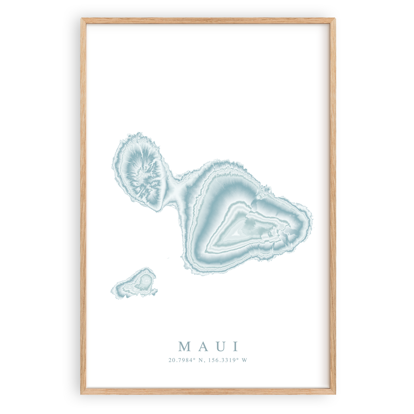 maui hawaii map poster in wood frame