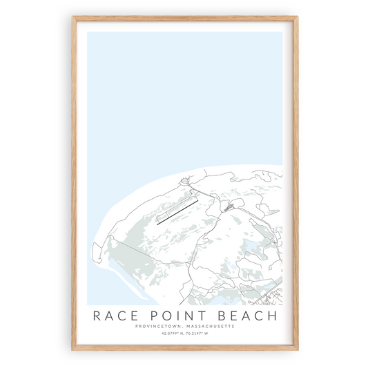 Race Point Beach Map Print