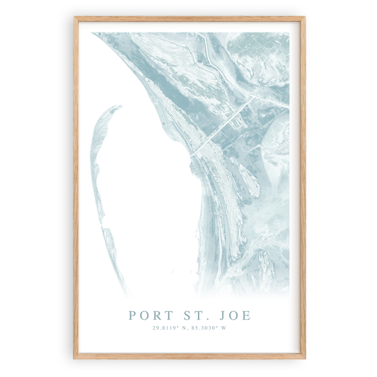 port st joe florida map print in wood frame