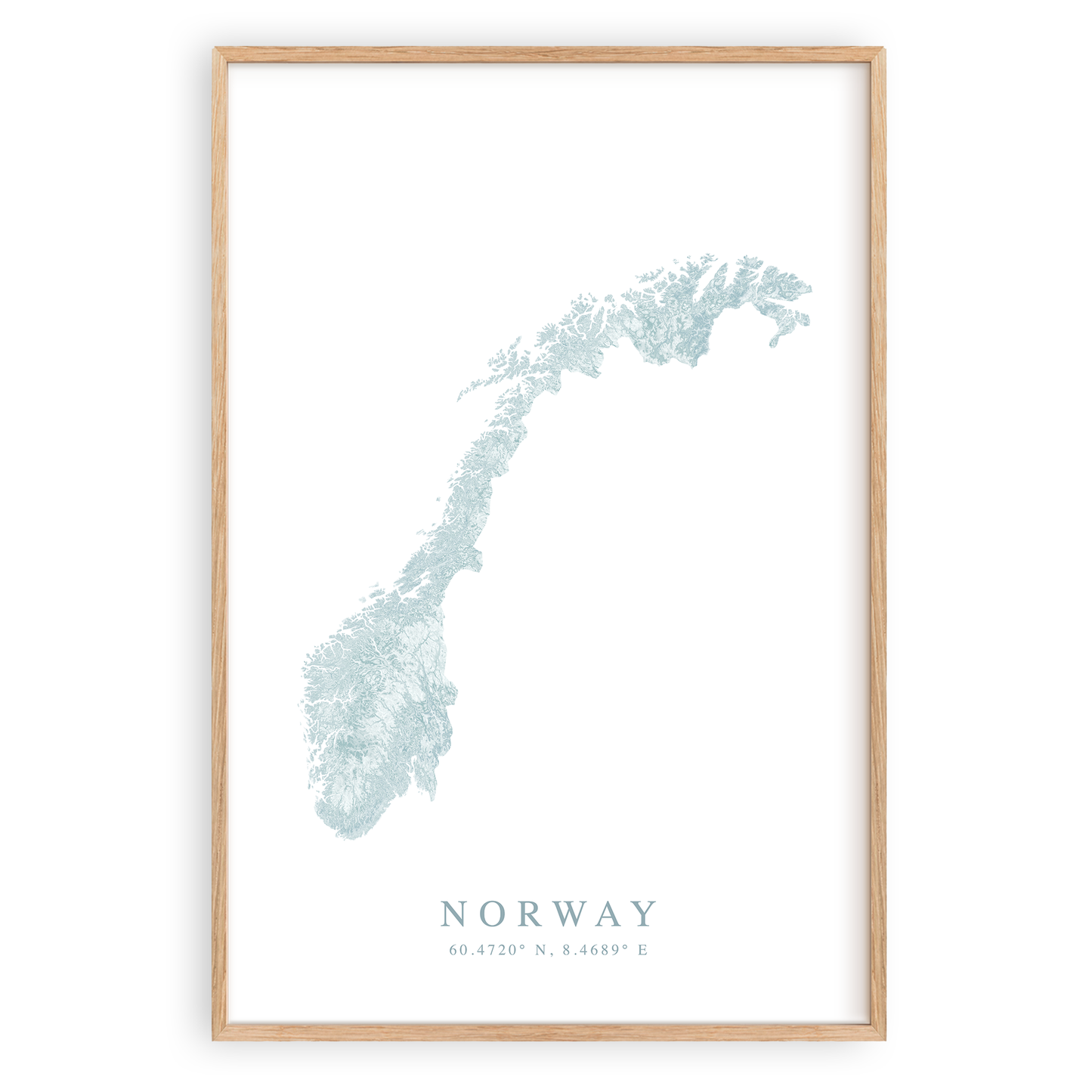 norway map print in wood frame