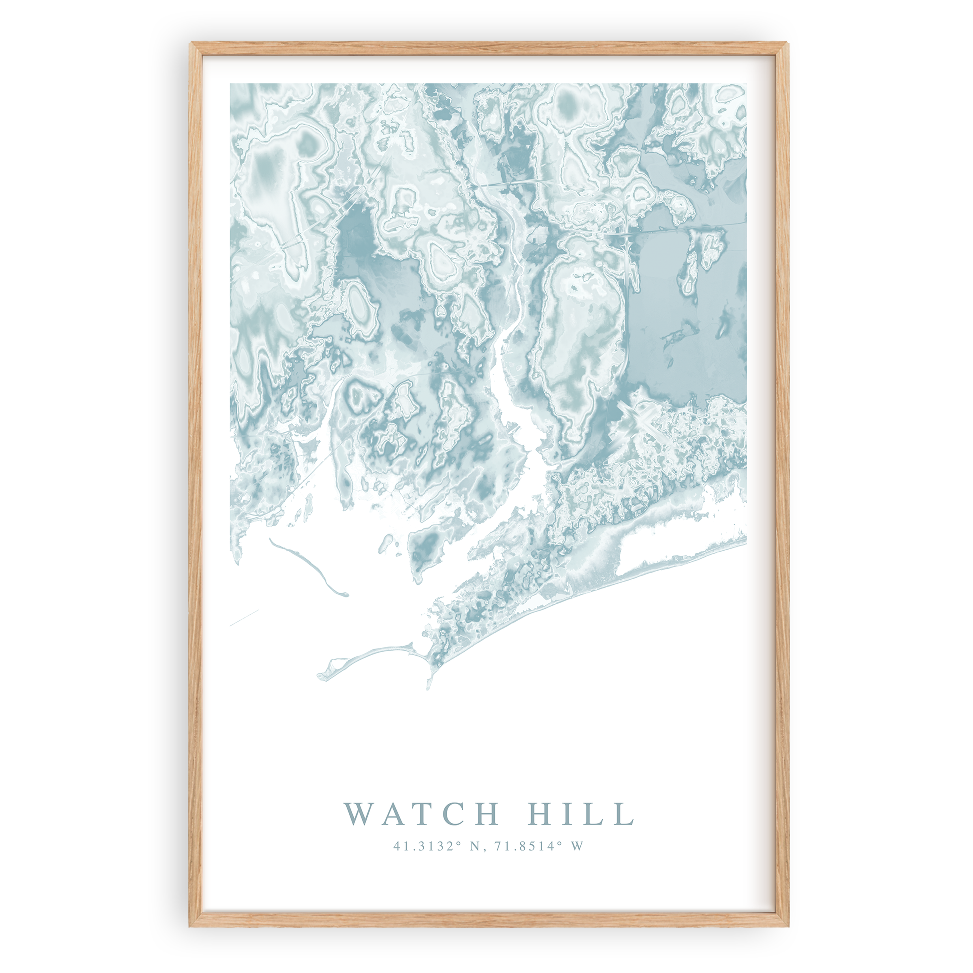 watch hill rhode island map print in wood frame