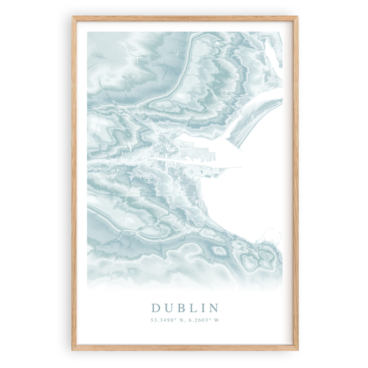 dublin ireland map print in wood frame