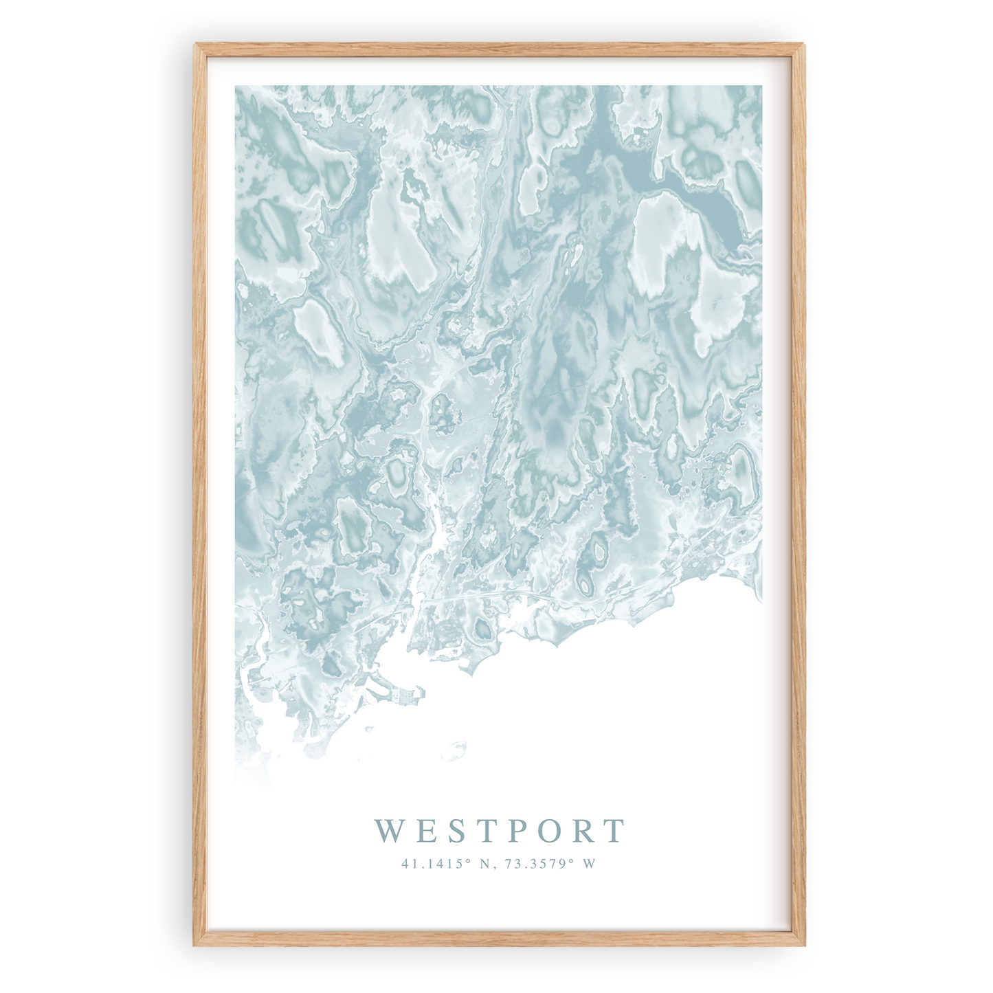 westport connecticut map print in wood frame