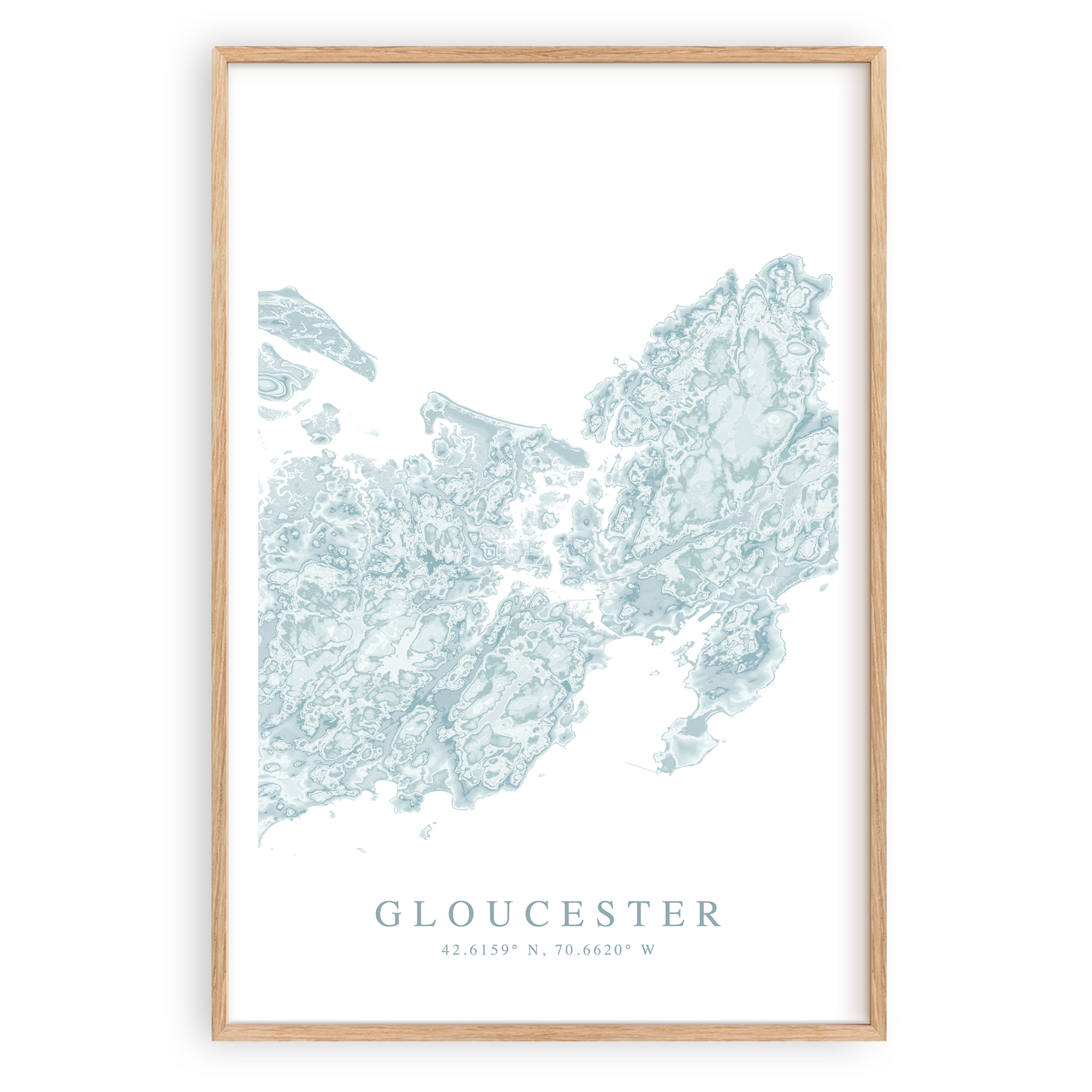 gloucester massachusetts map poster in wood frame