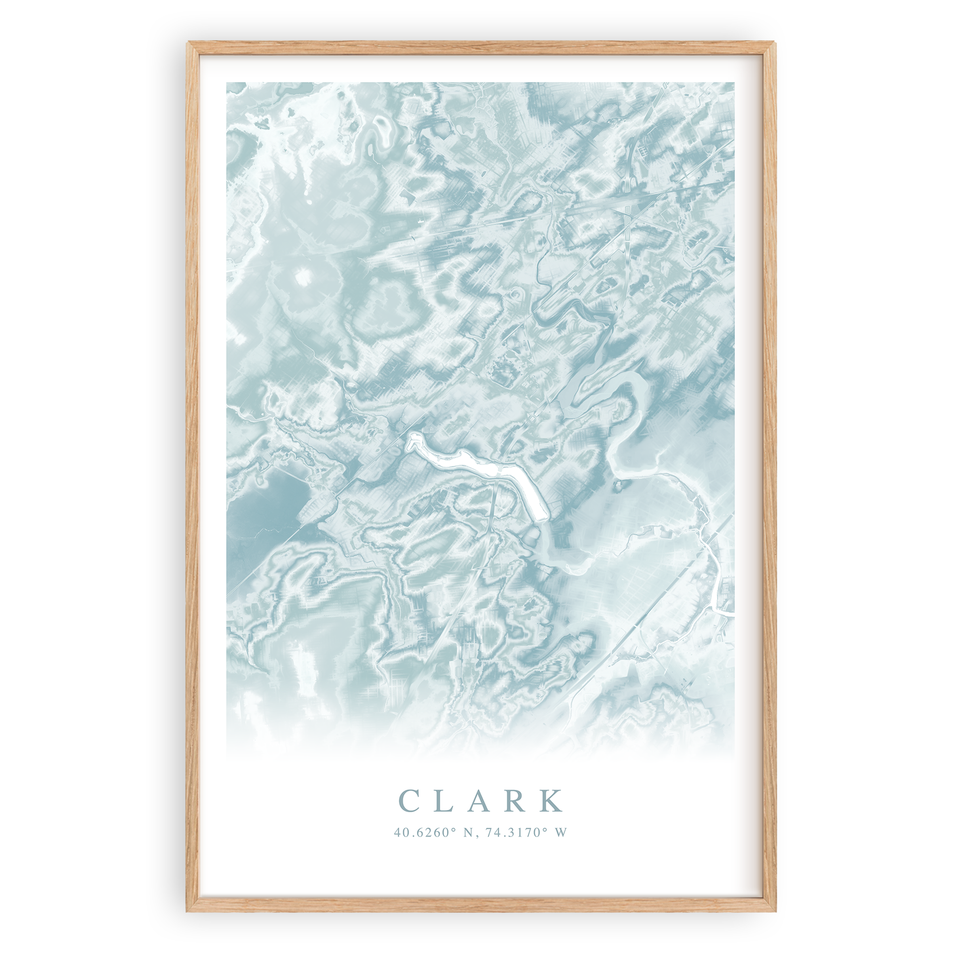 clark new jersey map print in wood frame