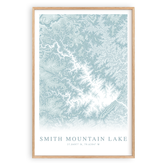 smith mountain lake virginia map print in wood frame