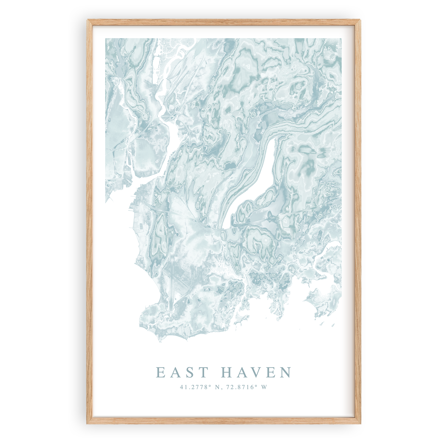 east haven connecticut map print in wood frame