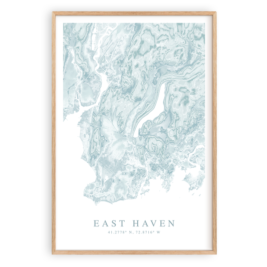 east haven connecticut map print in wood frame