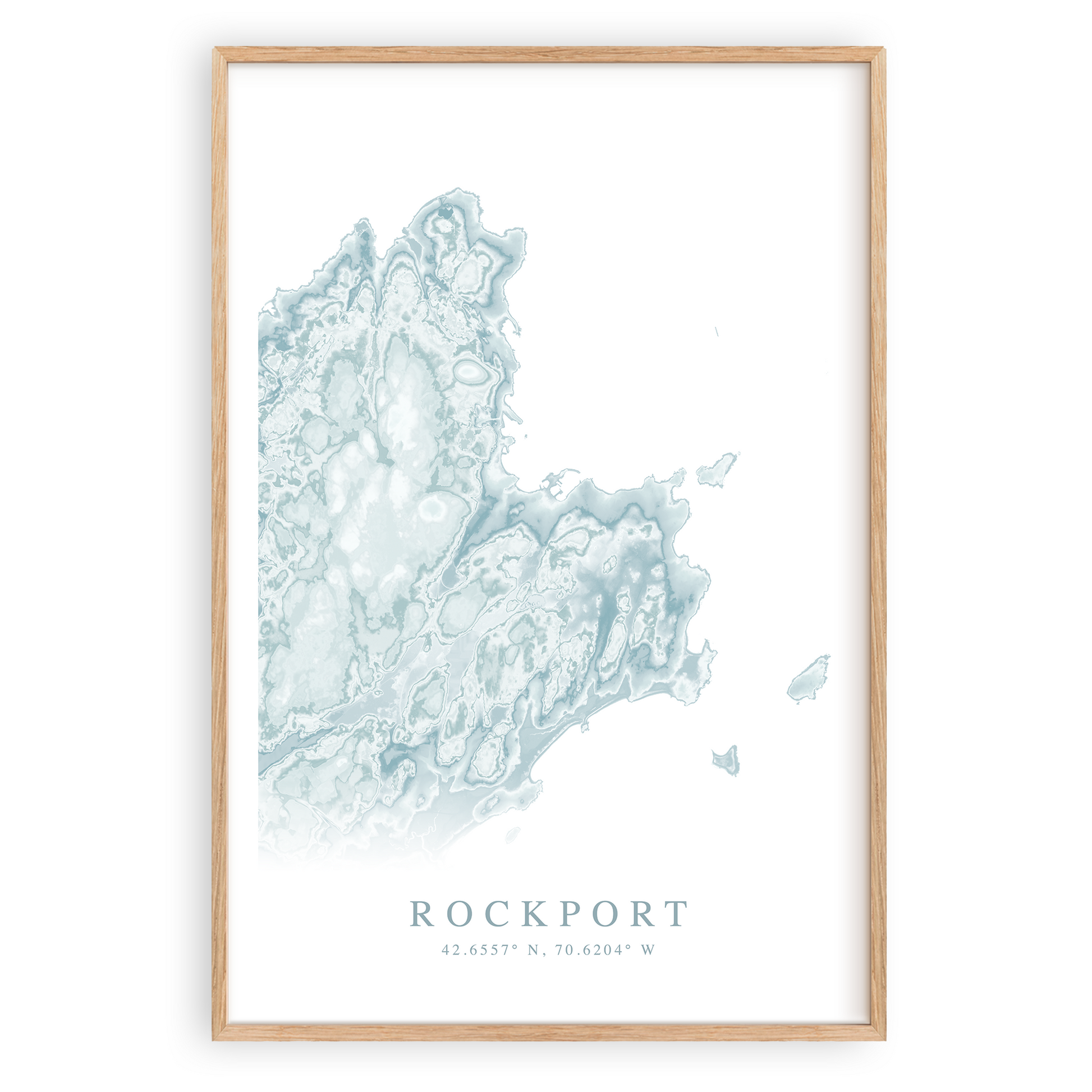 rockport massachusetts map print in wood frame