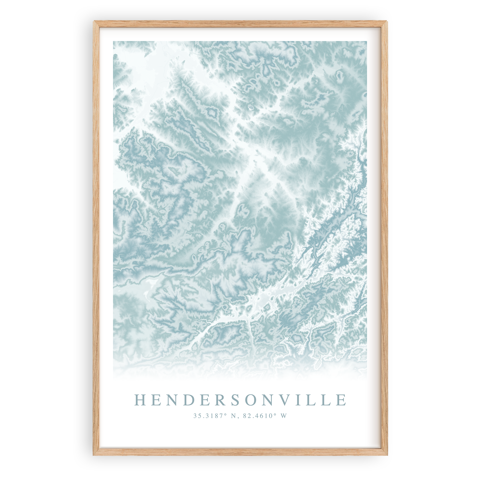 hendersonville North Carolina map print in wood frame